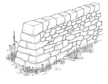 Freistehende Mauer mit Mauerkopf